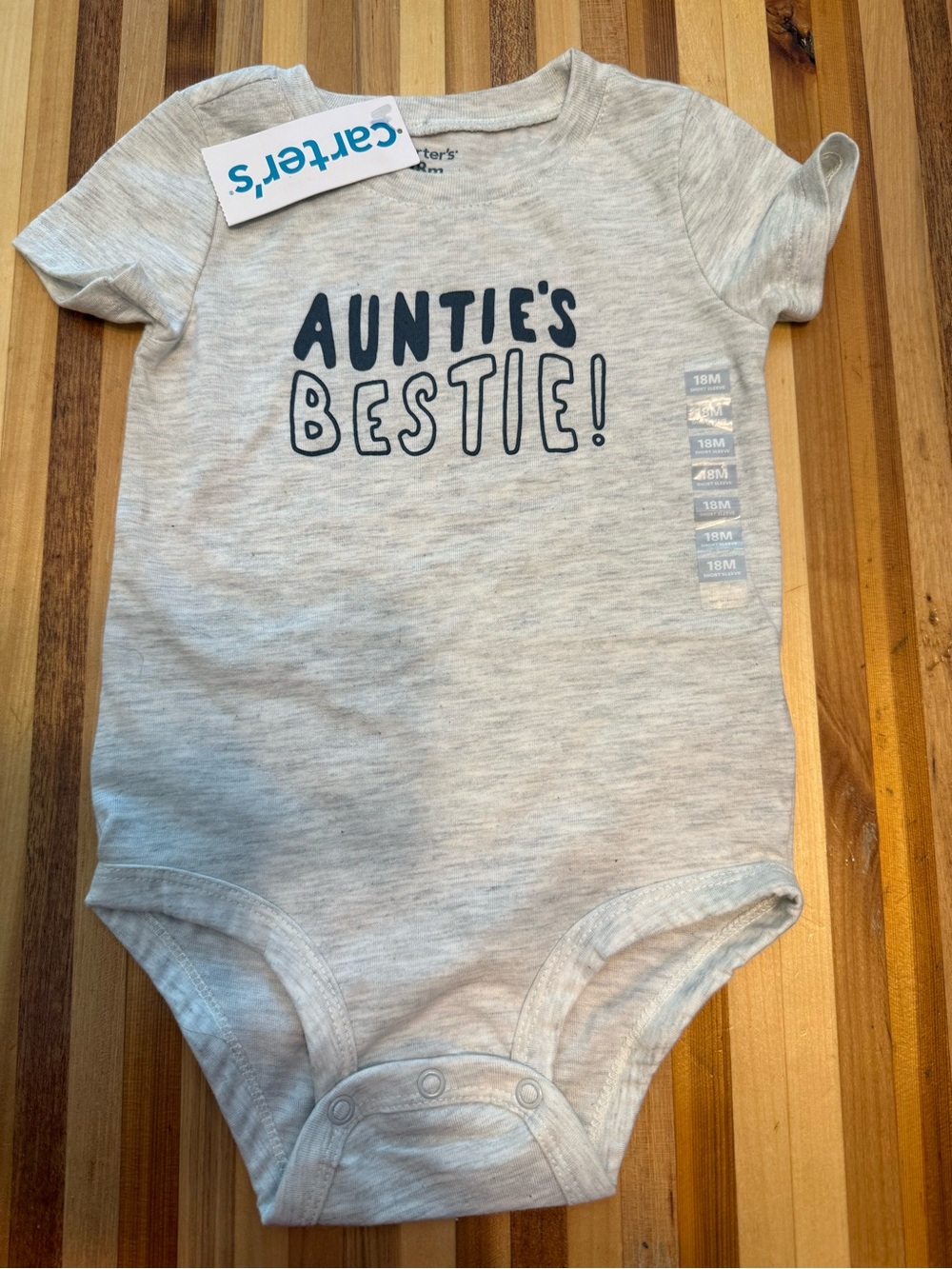 Cartier Heather Gray Baby One-Piece Bodysuit with Navy Print